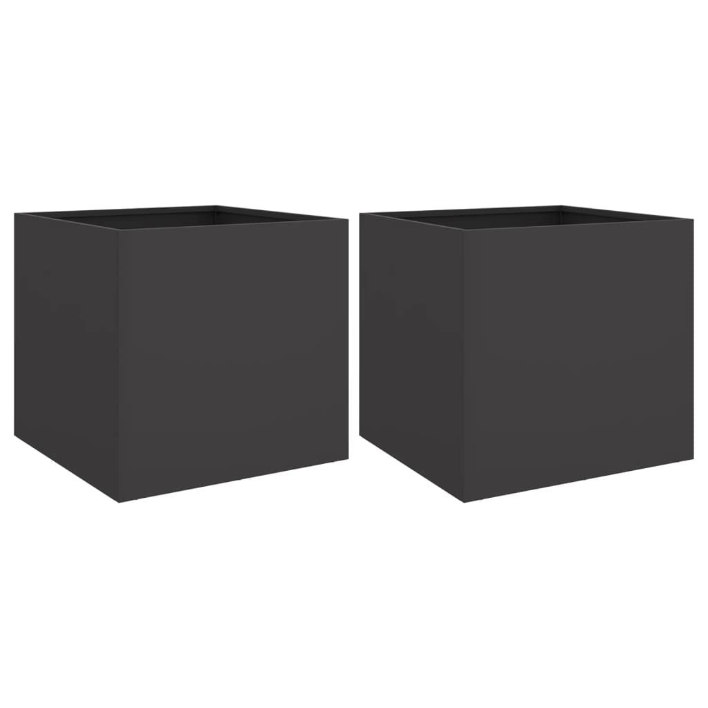 vidaXL Pflanzkübel 2 Stk. Schwarz 42x40x39 cm Stahl