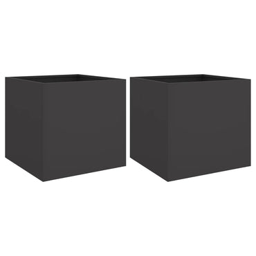 vidaXL Pflanzkübel 2 Stk. Schwarz 42x40x39 cm Stahl