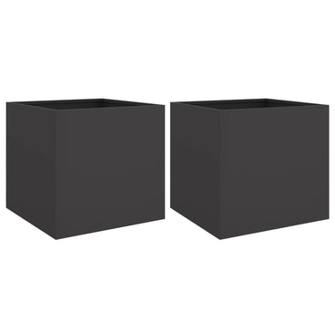 vidaXL Pflanzkübel 2 Stk. Schwarz 49x47x46 cm Stahl