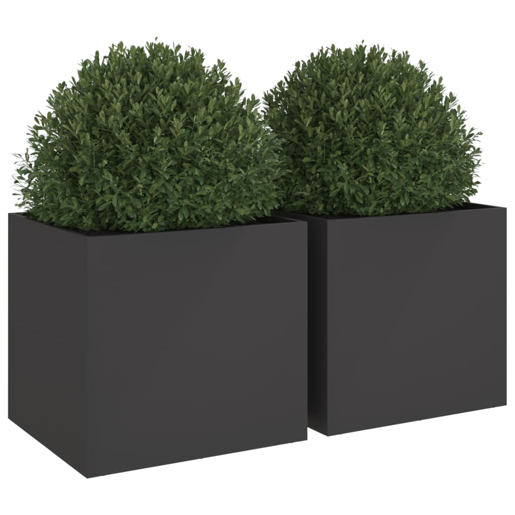 vidaXL Pflanzkübel 2 Stk. Schwarz 49x47x46 cm Stahl