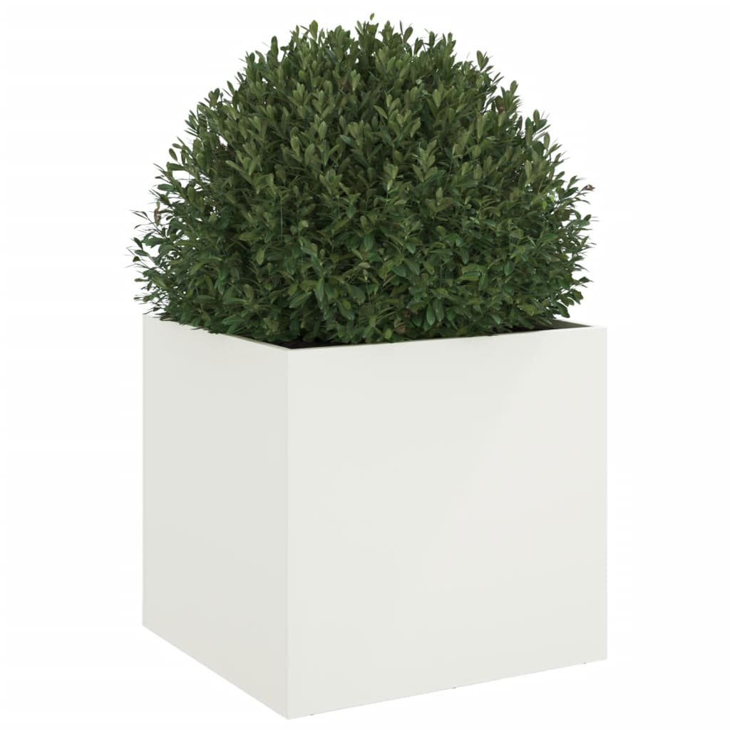 vidaXL Pflanzkübel Weiß 49x47x46 cm Stahl