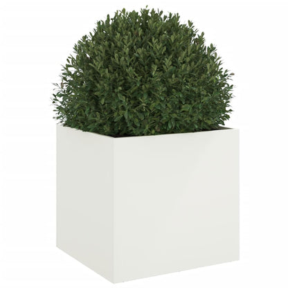 vidaXL Pflanzkübel Weiß 49x47x46 cm Stahl