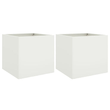 vidaXL Pflanzkübel 2 Stk. Weiß 49x47x46 cm Stahl