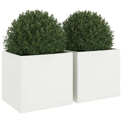 vidaXL Pflanzkübel 2 Stk. Weiß 49x47x46 cm Stahl