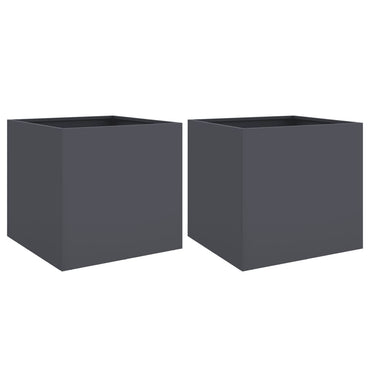 vidaXL Pflanzkübel 2 Stk. Anthrazit 49x47x46 cm Stahl