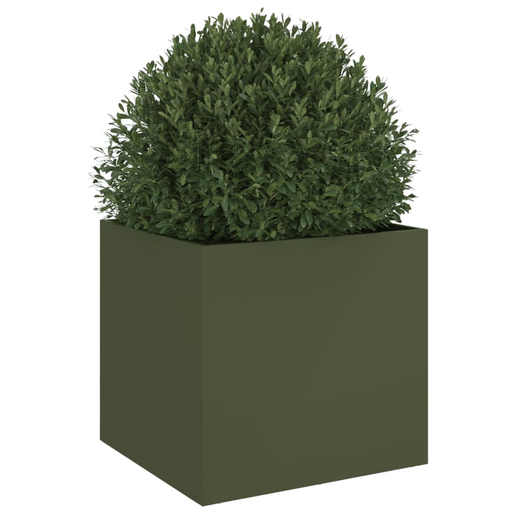 vidaXL Pflanzkübel Olivgrün 49x47x46 cm Stahl