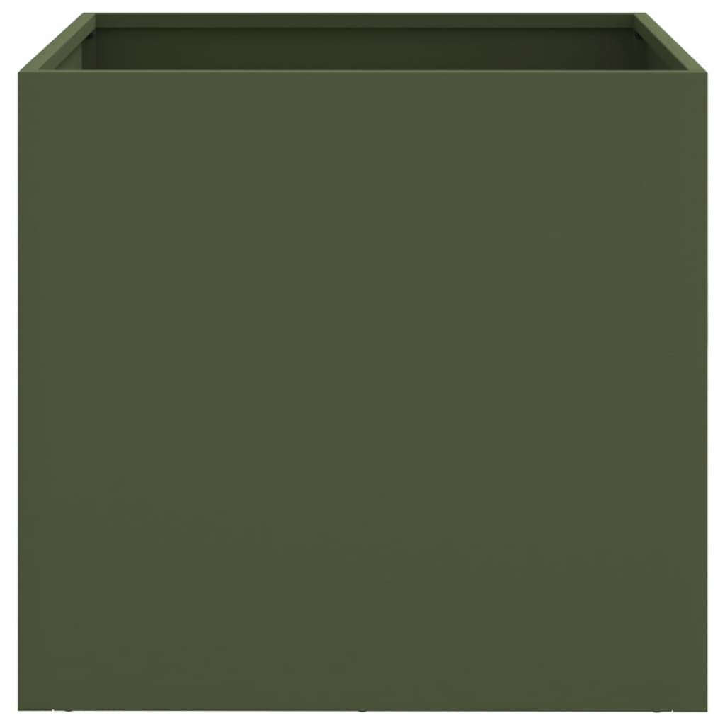 vidaXL Pflanzkübel 2 Stk. Olivgrün 49x47x46 cm Stahl