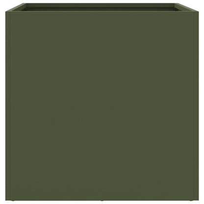 vidaXL Pflanzkübel 2 Stk. Olivgrün 49x47x46 cm Stahl
