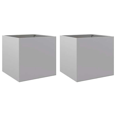 vidaXL Pflanzkübel 2 Stk. Silbern 49x47x46 cm Verzinkter Stahl