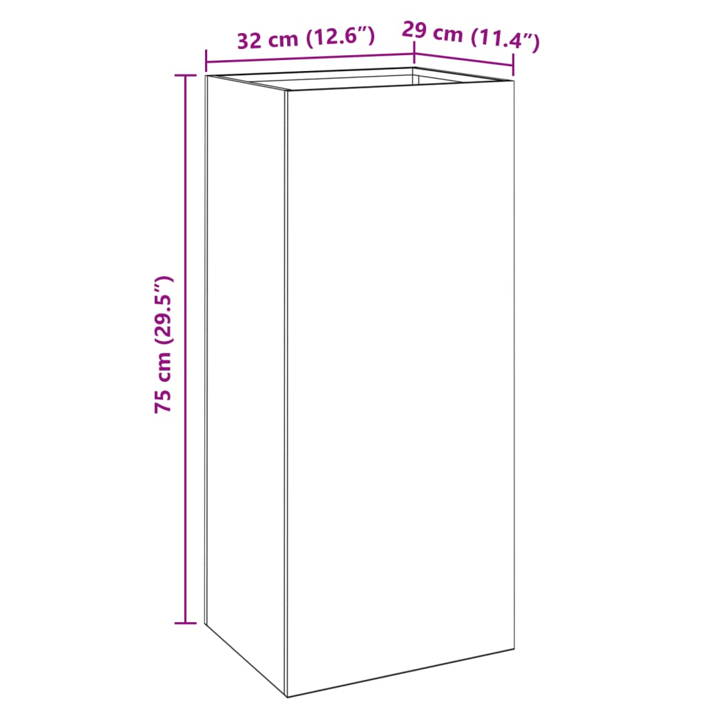vidaXL Pflanzkübel Anthrazit 32x29x75 cm Stahl