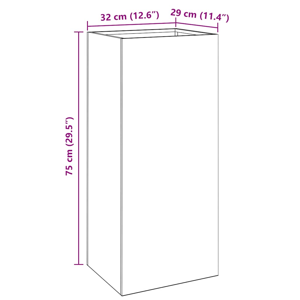 vidaXL Pflanzkübel Silbern 32x29x75 cm Verzinkter Stahl