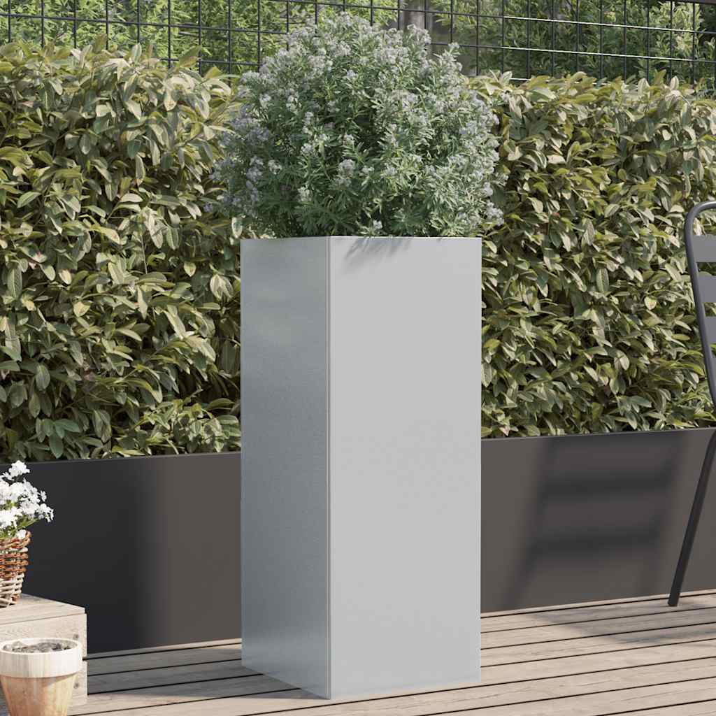 vidaXL Pflanzkübel Silbern 32x29x75 cm Verzinkter Stahl