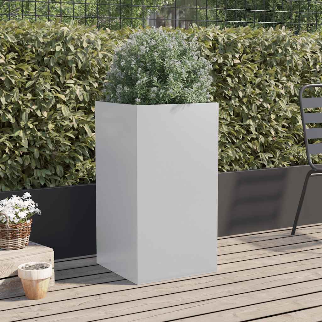 vidaXL Pflanzkübel Silbern 42x38x75 cm Verzinkter Stahl