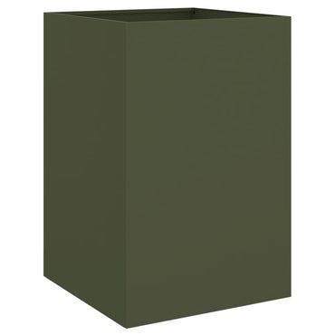 vidaXL Pflanzkübel Olivgrün 52x48x75 cm Stahl