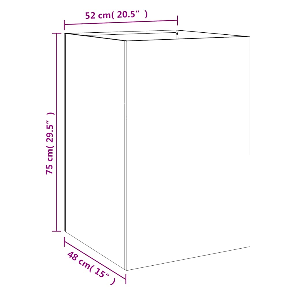 vidaXL Pflanzkübel Silbern 52x48x75 cm Verzinkter Stahl