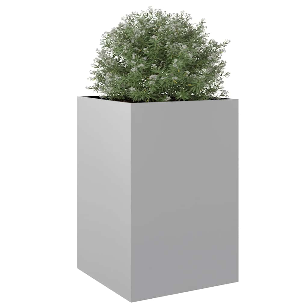 vidaXL Pflanzkübel Silbern 52x48x75 cm Verzinkter Stahl
