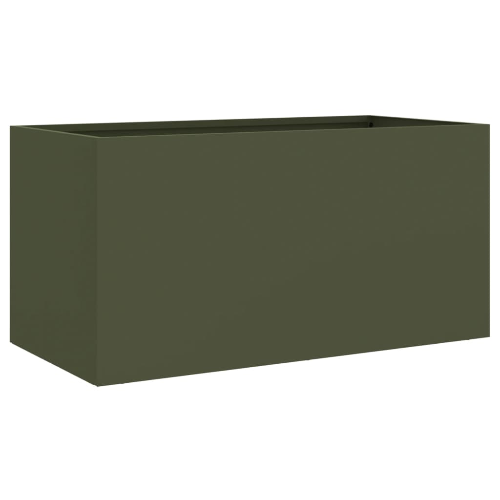 vidaXL Pflanzkübel Olivgrün 62x30x29 cm Stahl