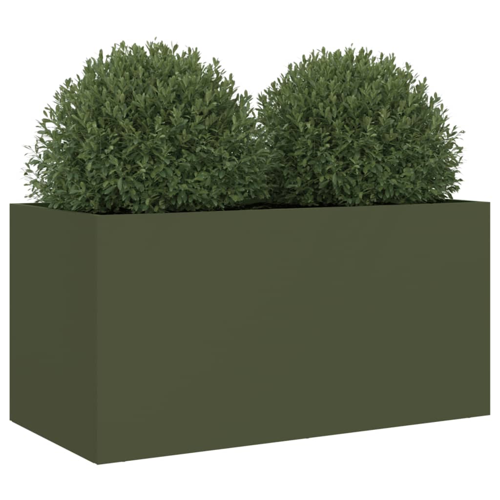 vidaXL Pflanzkübel Olivgrün 62x30x29 cm Stahl
