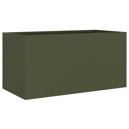 vidaXL Pflanzkübel Olivgrün 62x30x29 cm Stahl