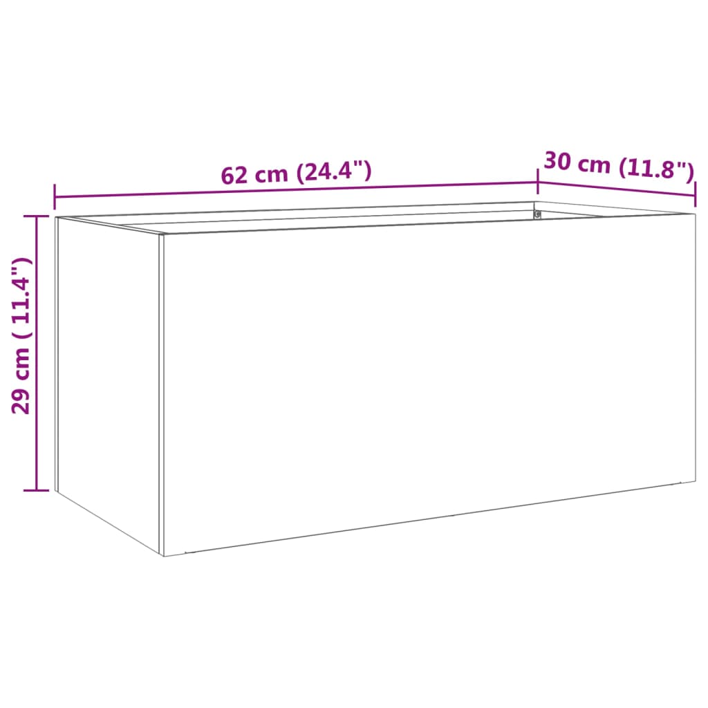 vidaXL Pflanzkübel Silbern 62x30x29 cm Edelstahl