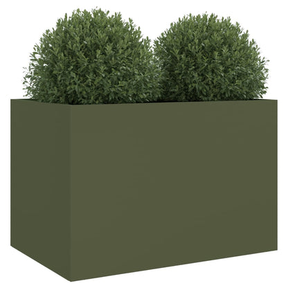 vidaXL Pflanzkübel Olivgrün 62x47x46 cm Stahl