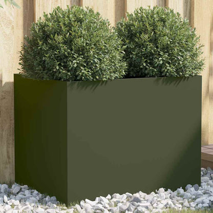 vidaXL Pflanzkübel Olivgrün 62x47x46 cm Stahl