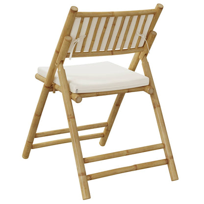 vidaXL Chaises de bistrot 4 pcs Pliantes avec Coussins Crème Bambou