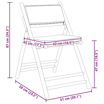 vidaXL Chaises de bistrot 4 pcs Pliantes avec Coussins Crème Bambou