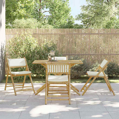 vidaXL Chaises de bistrot 4 pcs Pliantes avec Coussins Crème Bambou
