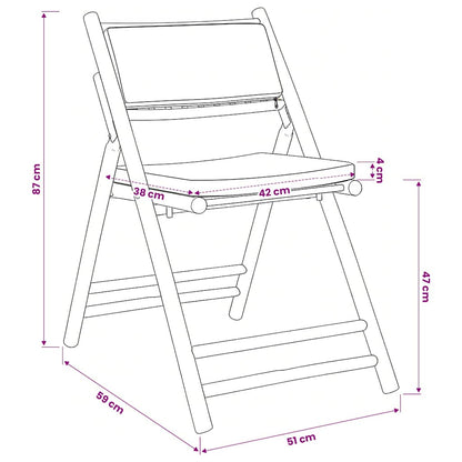 vidaXL 5-tlg. Bistro-Set Klappbar mit Cremeweißen Kissen Bambus