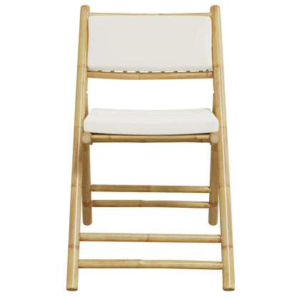 vidaXL 5-tlg. Bistro-Set Klappbar mit Cremeweißen Kissen Bambus