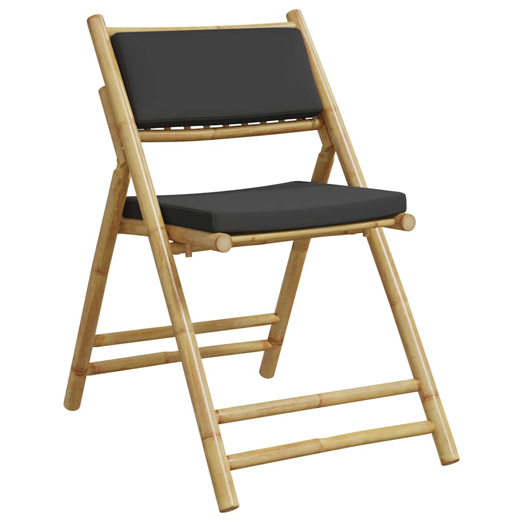 vidaXL 5-tlg. Bistro-Set Klappbar mit Dunkelgrauen Kissen Bambus