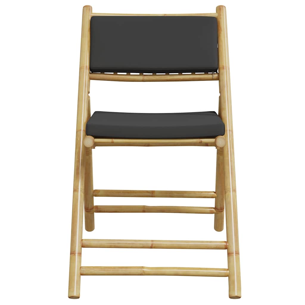 vidaXL 5-tlg. Bistro-Set Klappbar mit Dunkelgrauen Kissen Bambus