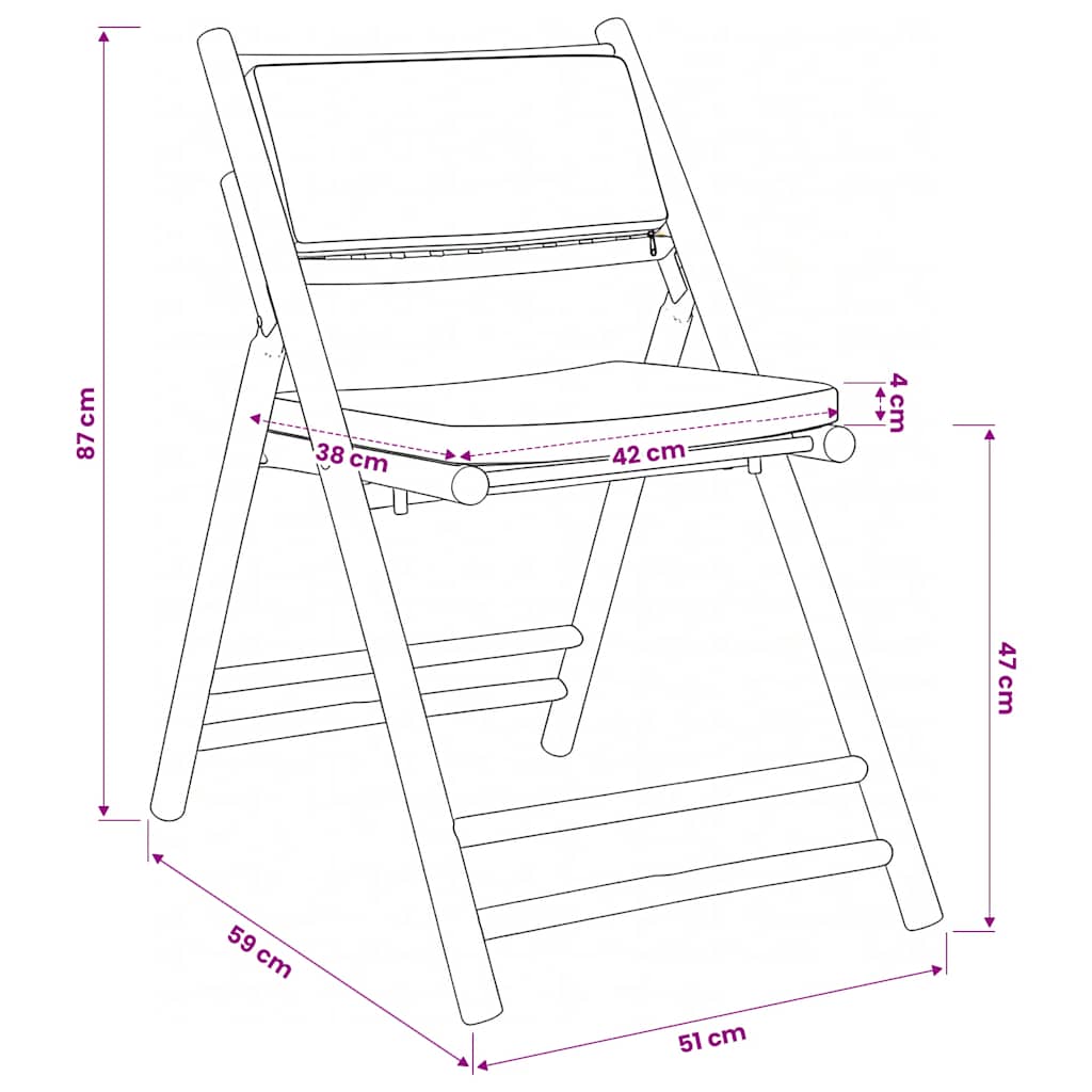 vidaXL 5-tlg. Bistro-Set Klappbar mit Dunkelgrauen Kissen Bambus