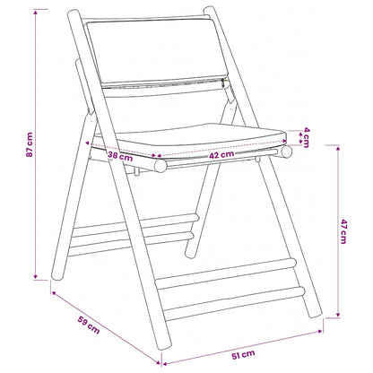 vidaXL 5-tlg. Bistro-Set Klappbar mit Dunkelgrauen Kissen Bambus
