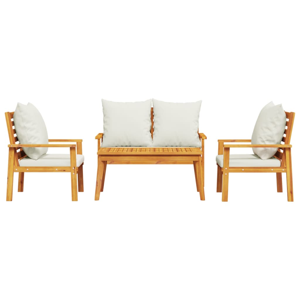 vidaXL 4-tlg. Garten-Lounge-Set mit Kissen Massivholz Akazie