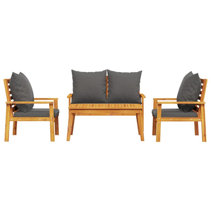 vidaXL 4-tlg. Garten-Lounge-Set mit Kissen Massivholz Akazie