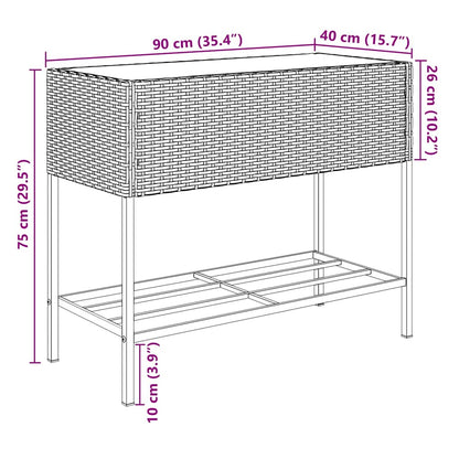 vidaXL Jardinières surélevées avec étagère 2 pcs Noir 90x40x75 cm Résine tressée