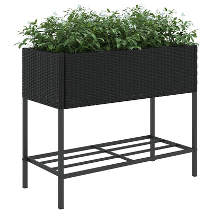 vidaXL Jardinières surélevées avec étagère 2 pcs Noir 90x40x75 cm Résine tressée