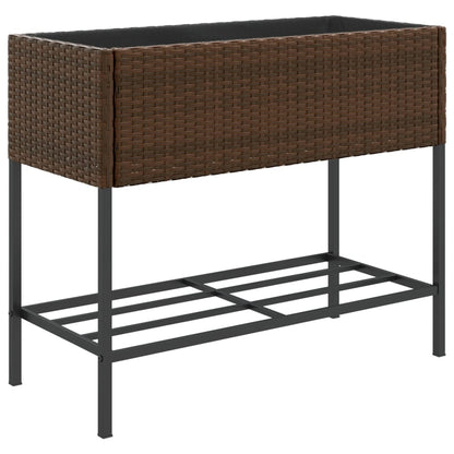 vidaXL Hochbeete mit Ablage 2 Stk. Braun 90x40x75 cm Poly Rattan
