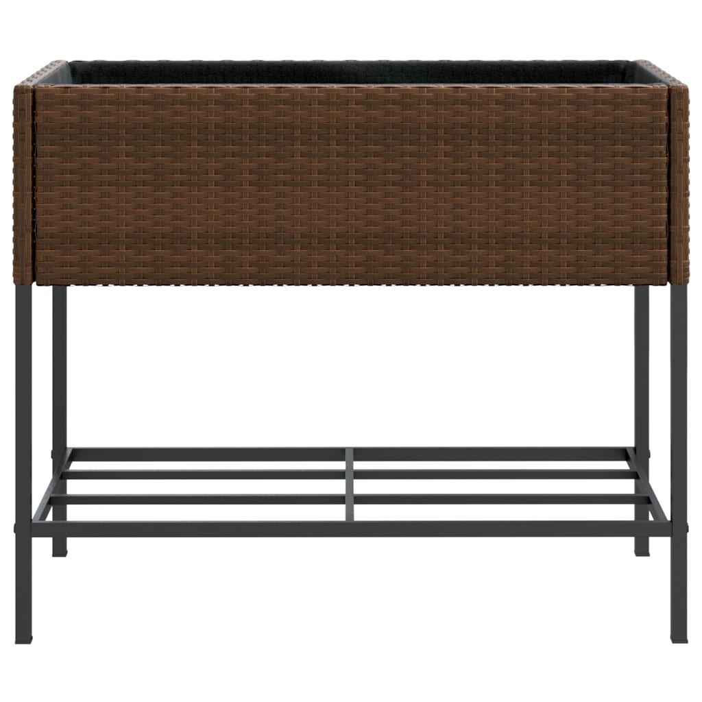 vidaXL Hochbeete mit Ablage 2 Stk. Braun 90x40x75 cm Poly Rattan