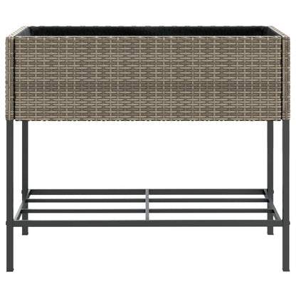 vidaXL Hochbeete mit Ablage 2 Stk. Grau 90x40x75 cm Poly Rattan