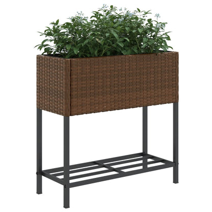 vidaXL Jardinières surélevées avec étagère 2 pcs Marron 70x28x70 cm Résine tressée