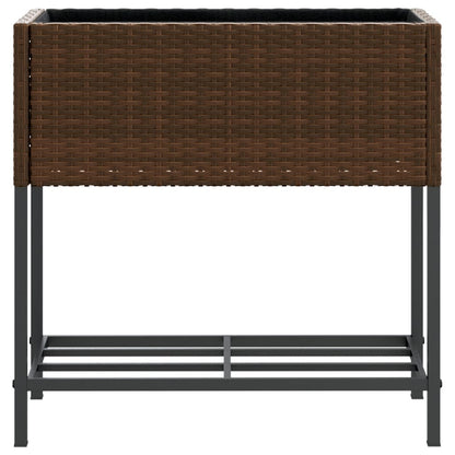 vidaXL Jardinières surélevées avec étagère 2 pcs Marron 70x28x70 cm Résine tressée