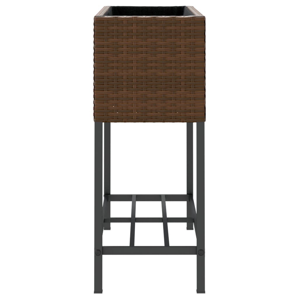 vidaXL Jardinières surélevées avec étagère 2 pcs Marron 70x28x70 cm Résine tressée