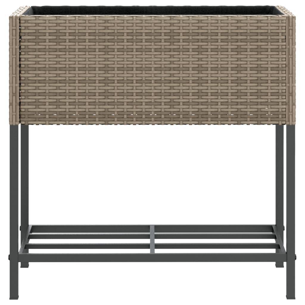 vidaXL Hochbeete mit Ablage 2 Stk. Grau 70x28x70 cm Poly Rattan