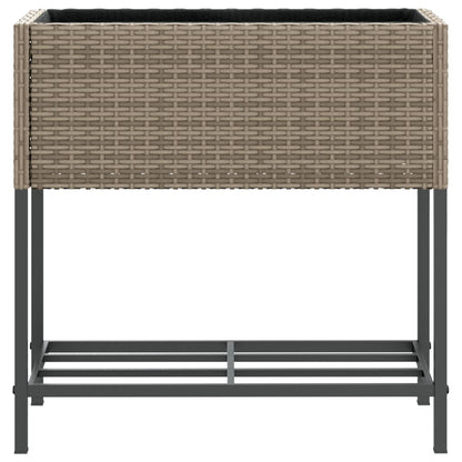 vidaXL Hochbeete mit Ablage 2 Stk. Grau 70x28x70 cm Poly Rattan