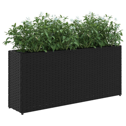 vidaXL Jardinière avec 2 pots 2 pcs Noir 90x20x40 cm Résine tressée