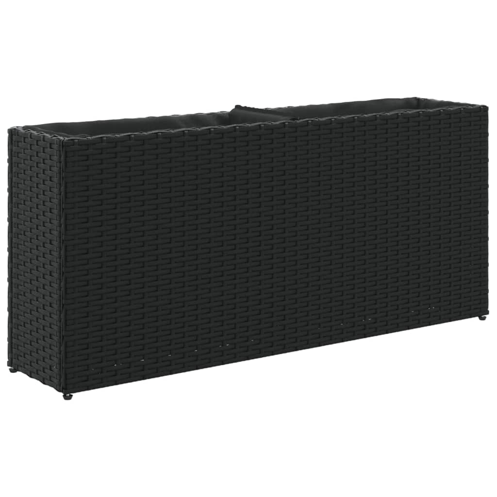 vidaXL Jardinière avec 2 pots 2 pcs Noir 90x20x40 cm Résine tressée