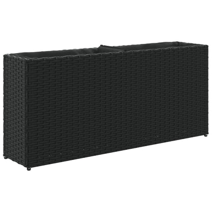 vidaXL Jardinière avec 2 pots 2 pcs Noir 90x20x40 cm Résine tressée